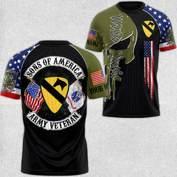 Skull Shirt Sons of America Custom Division Name All Over Print Shirt Gift For US Military Veteran H2511 Trna