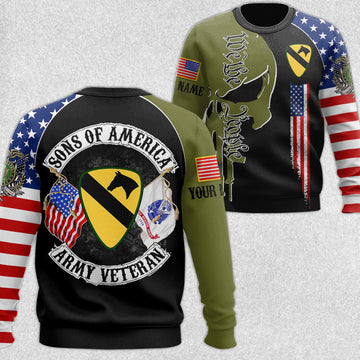 Skull Shirt Sons of America Custom Division Name All Over Print Shirt Gift For US Military Veteran H2511 Trna