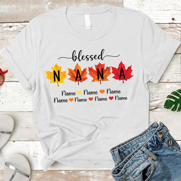 Blessed Nana Leaf Autumn Personalized Shirts, LOQN