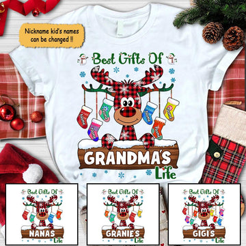 Best Gifts Of Grandma's Life Deer With Stockings Christmas Personalized Shirt For Grandma, HN98, UOND