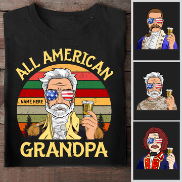 All American Grandpa Personalized Shirts, UOND