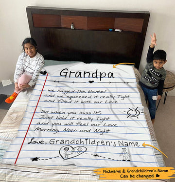 Custom Grandpa We Hugged This Personalized Blanket - LIHD