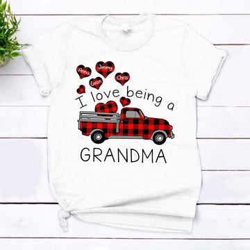 Custom I Love Being Grandma Heart Red Truck Shirt - Shirt for Grandma - DO99