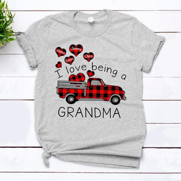 Custom I Love Being Grandma Heart Red Truck Shirt - Shirt for Grandma - DO99