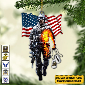 Personalized Soldier Flat Acylic Ornament Trhn