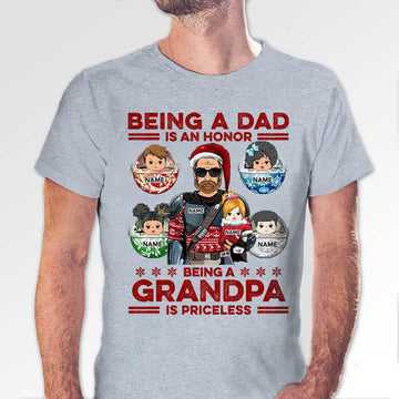 Being A Dad Is An Honor Being A Grandpa Is Priceless Personalized Christmas Shirt For Grandpa, UOND