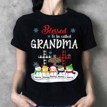 Blessed To Be Called Grandma Cross Snowman Winter Christmas Personalized Shirt For Grandma, HN98, LOQN