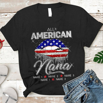 All American Mom/Grandma 4th Of July Lips Personalized Shirt For Mom and Grandma, HN98, LIHD