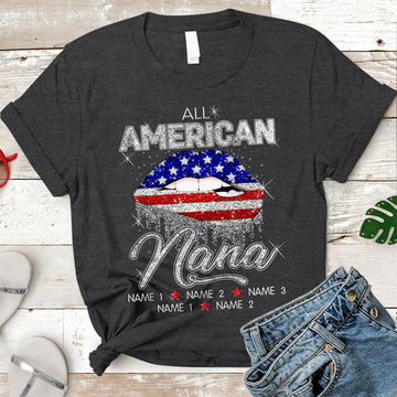 All American Mom/Grandma 4th Of July Lips Personalized Shirt For Mom and Grandma, HN98, LIHD