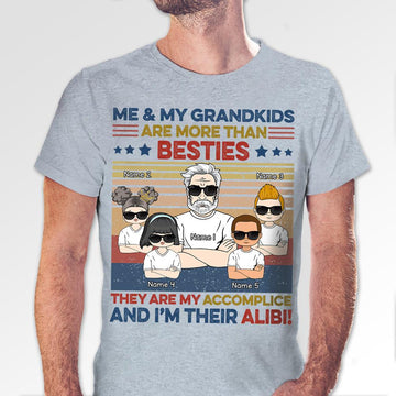 Custom Me And My Grandkids Are More Than Besties Shirts For Grandpa, Name & Character Can Be Changed - HG98 LIHD