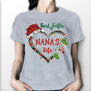 Best Gifts Of Nana's Life Heart Christmas Personalized Shirt For Grandma HN98 LOQN