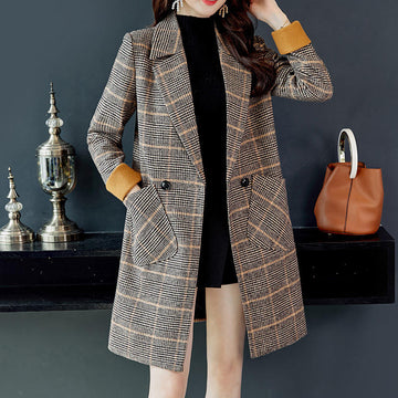Interestpodpte Women's Jacket With Pockets Plaid Autumn