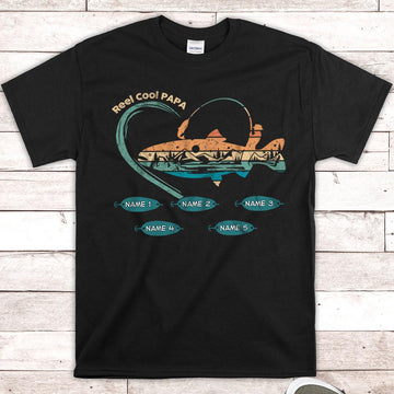 Custom Reel Cool Papa Vintage Shirt, Gift for Papa, Grandpa, PopPop, Nickname and Grandkid's Names Can Be Changed, HN98, LIHD