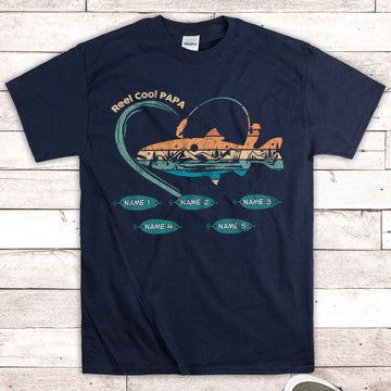 Custom Reel Cool Papa Vintage Shirt, Gift for Papa, Grandpa, PopPop, Nickname and Grandkid's Names Can Be Changed, HN98, LIHD