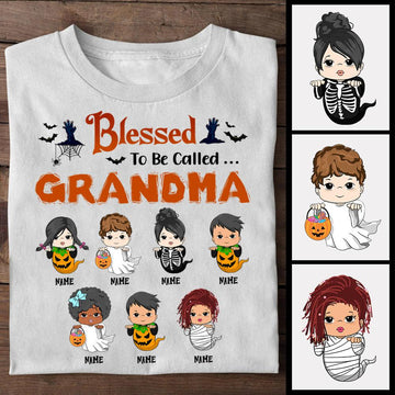 Blessed To Be Called Gigi Grandkids With Halloween Ghost Costume Personalized Shirts, UOND