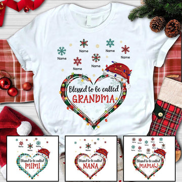 Blessed To Be Called Grandma Heart Flying Snowflakes Personalized Shirt For Grandma, HN98, LOQN