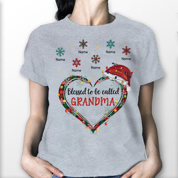 Blessed To Be Called Grandma Heart Flying Snowflakes Personalized Shirt For Grandma, HN98, LOQN