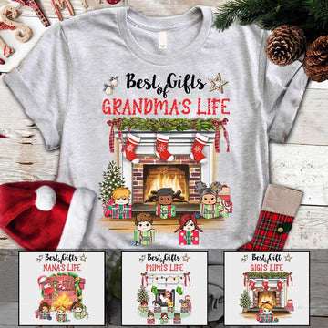 Best Gifts Of Grandma's Life Fireplace Christmas Personalized Shirt For Grandma, HN98, TRNA