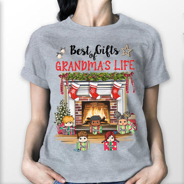 Best Gifts Of Grandma's Life Fireplace Christmas Personalized Shirt For Grandma, HN98, TRNA