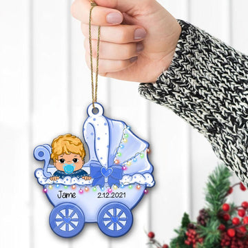 Baby Carriage Personalized One Side Acrylic Ornament For Baby From Family Member, HN98, LIHD, Made By Acrylic , Made By Acrylic And One Side Print