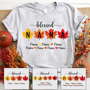 Blessed Nana Leaf Autumn Personalized Shirts, LOQN